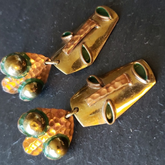 Casa Maya figural face in mixed metal- Earrings and Pendant - Picture 2 of 8